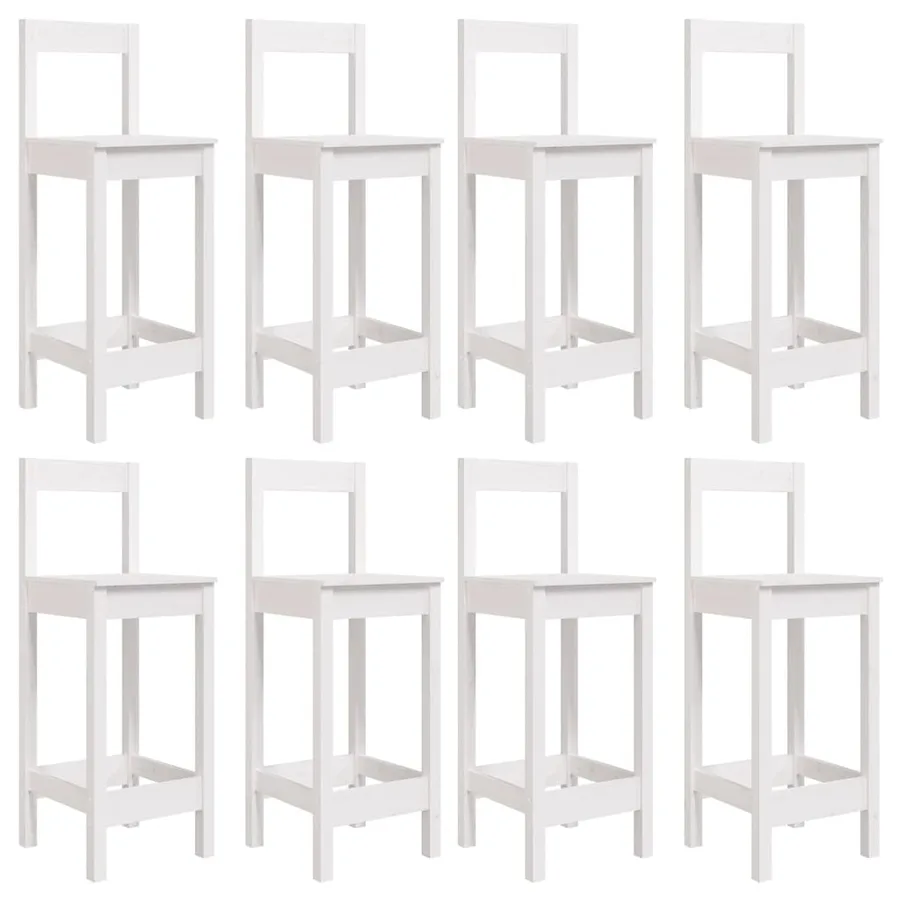 Ensemble de bar de jardin 9 pcs blanc bois de pin massif - 6