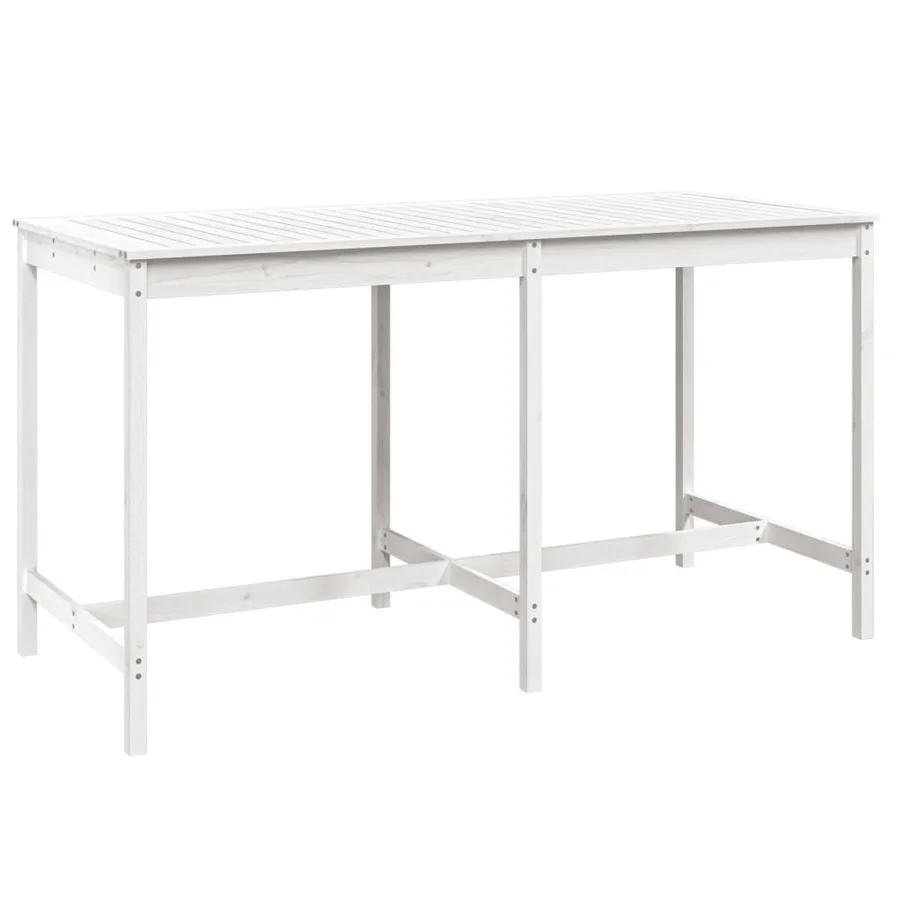 Ensemble de bar de jardin 9 pcs blanc bois de pin massif - 8