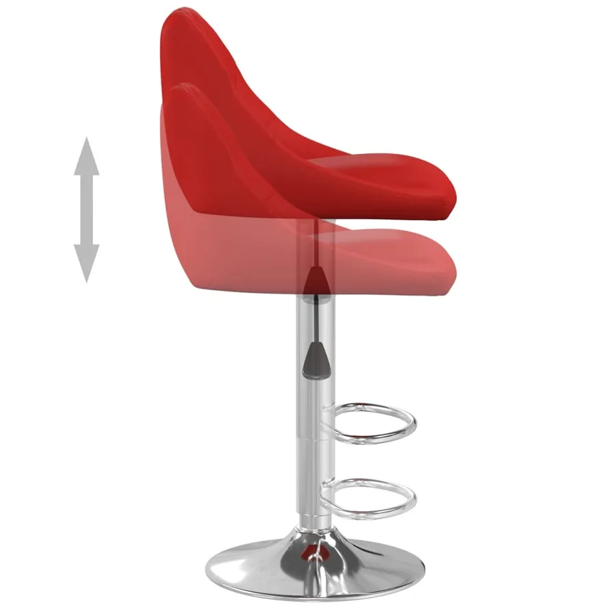 Tabourets de bar lot de 2 rouge bordeaux similicuir - 6