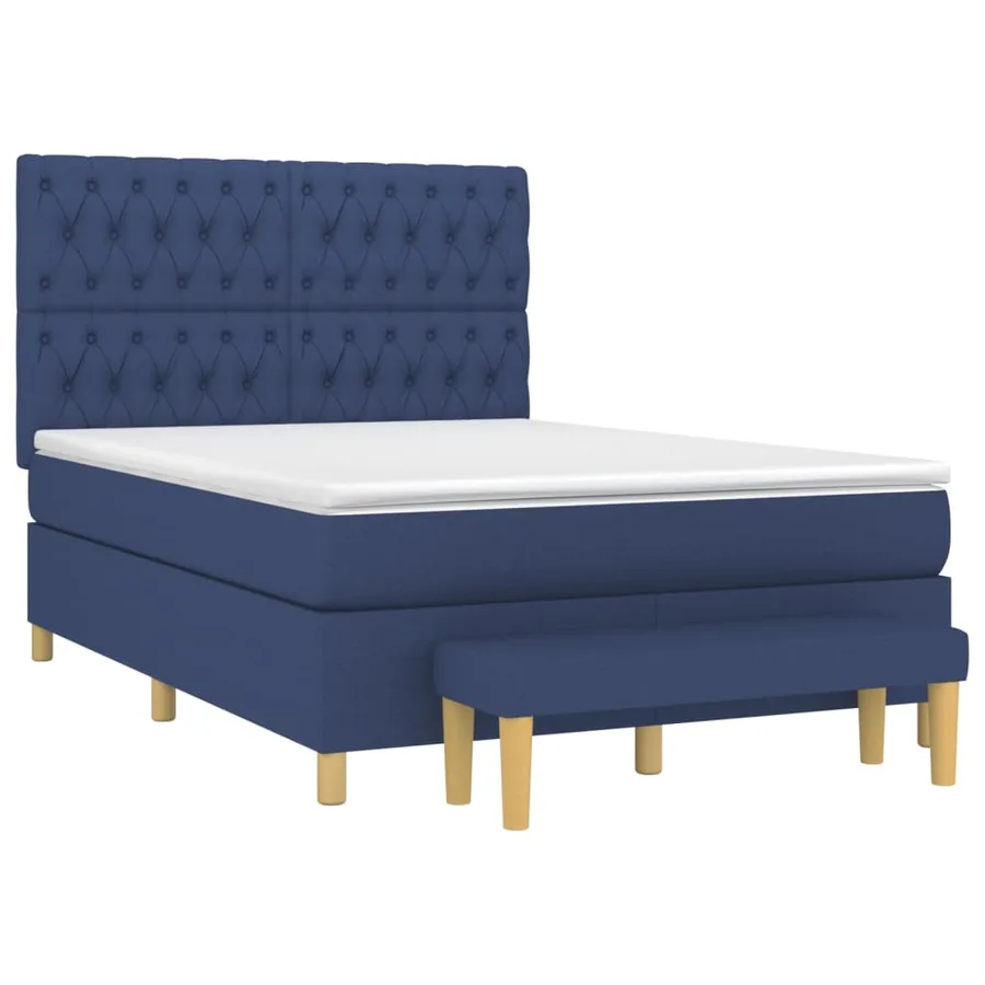 Sommier à lattes de lit avec matelas Bleu 140x200 cm Tissu - 3