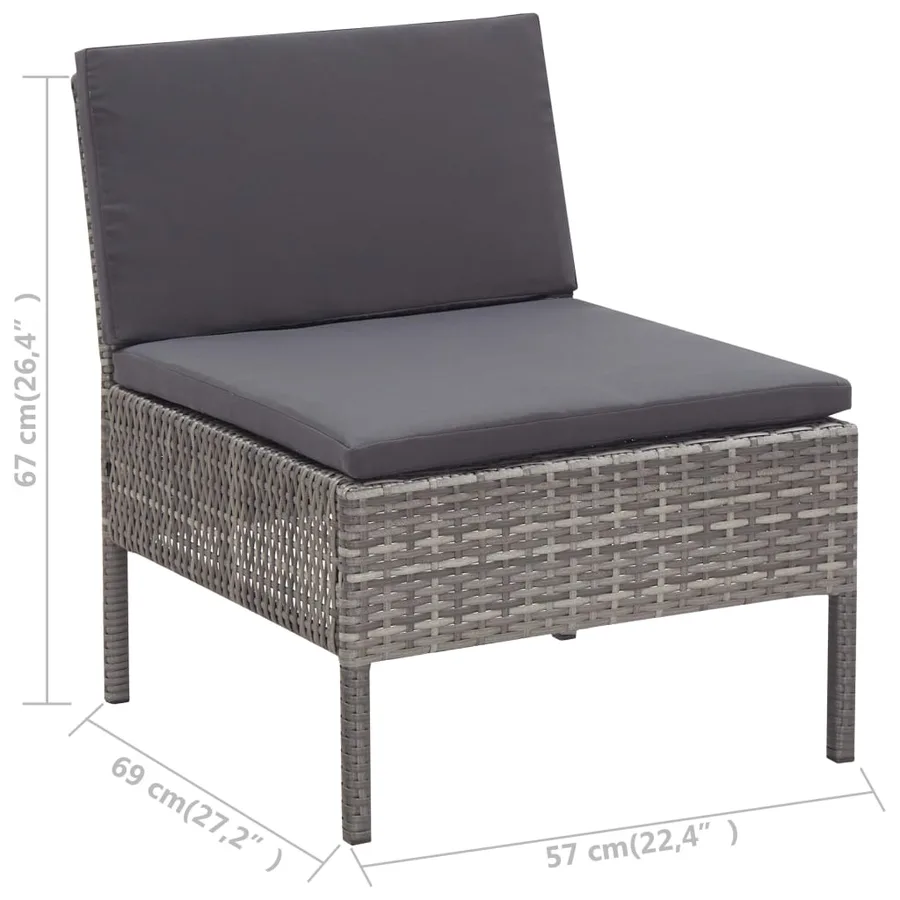 Salon de jardin 8 pcs avec coussins résine tressée gris - 18