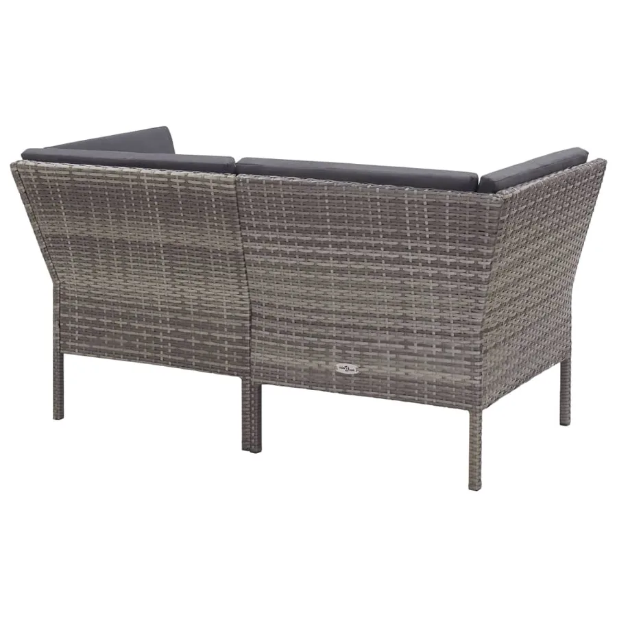 Salon de jardin 8 pcs avec coussins résine tressée gris - 6