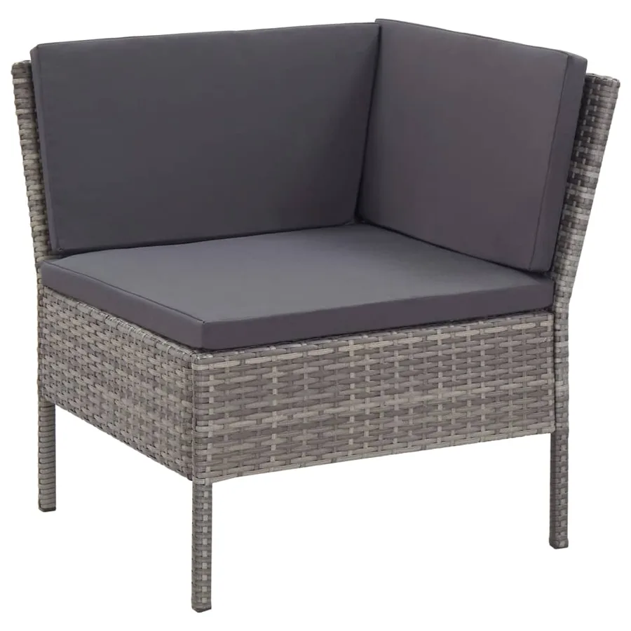 Salon de jardin 8 pcs avec coussins résine tressée gris - 7
