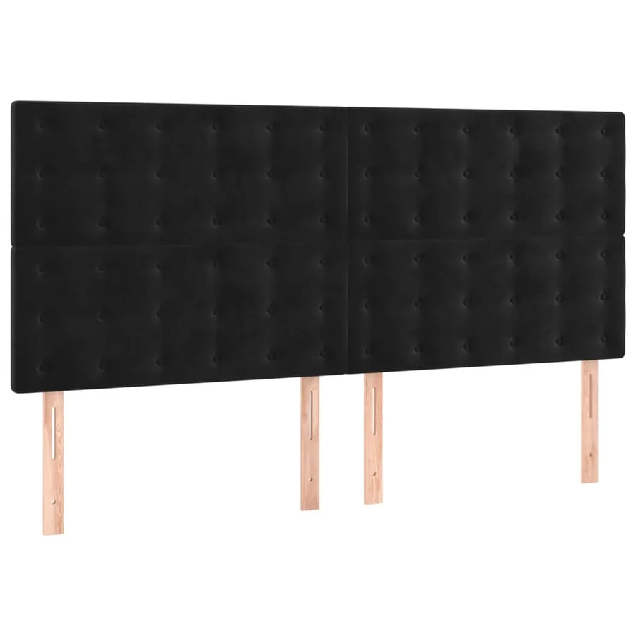Sommier à lattes de lit et matelas Noir 200x200 cm Velours - 5