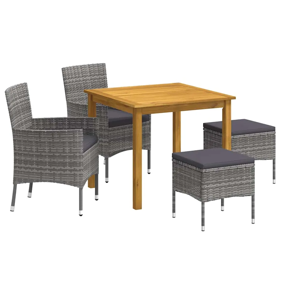 Ensemble à manger de jardin 5 pcs Gris - 3
