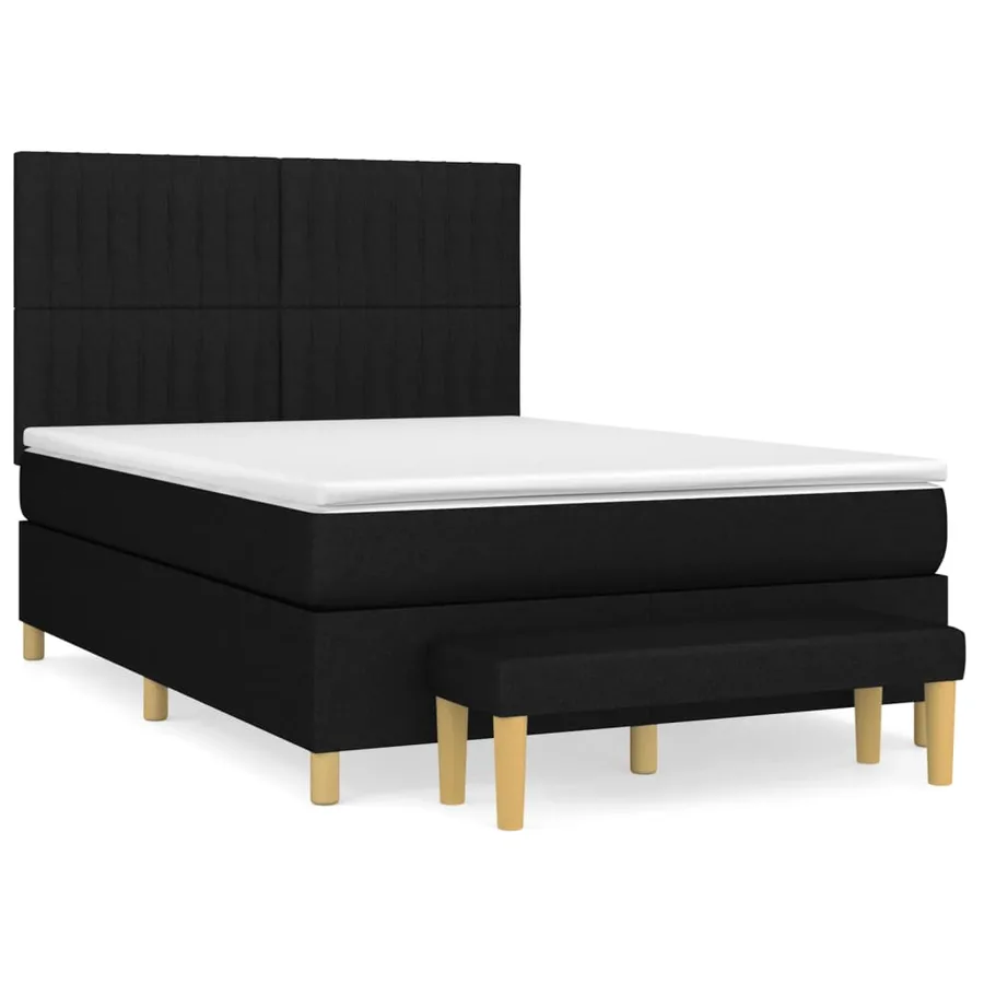 Sommier à lattes de lit avec matelas Noir 140x190 cm Tissu - 2