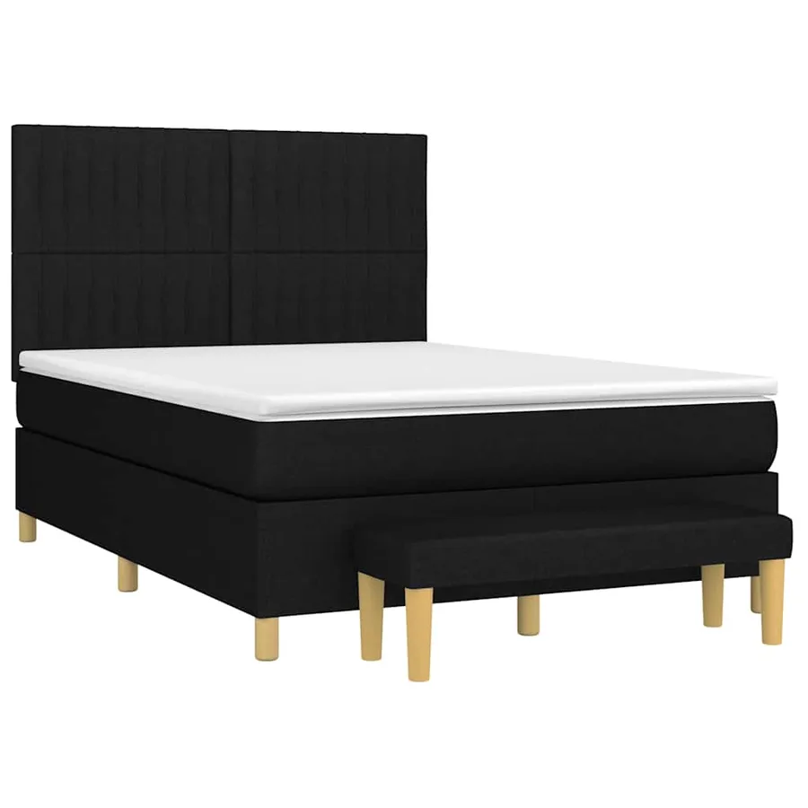 Sommier à lattes de lit avec matelas Noir 140x190 cm Tissu - 3