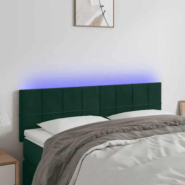 Tête de lit à LED Vert foncé 144x5x78/88 cm Velours