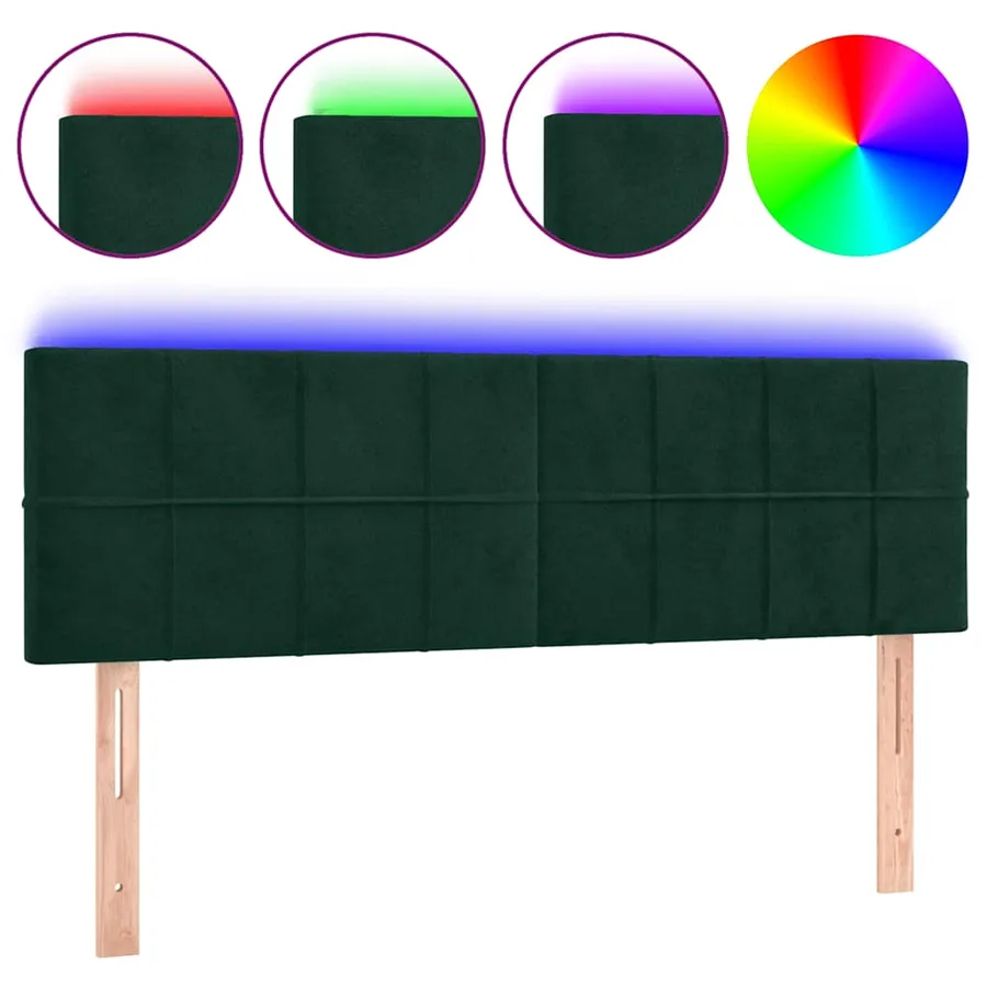 Tête de lit à LED Vert foncé 144x5x78/88 cm Velours - 2