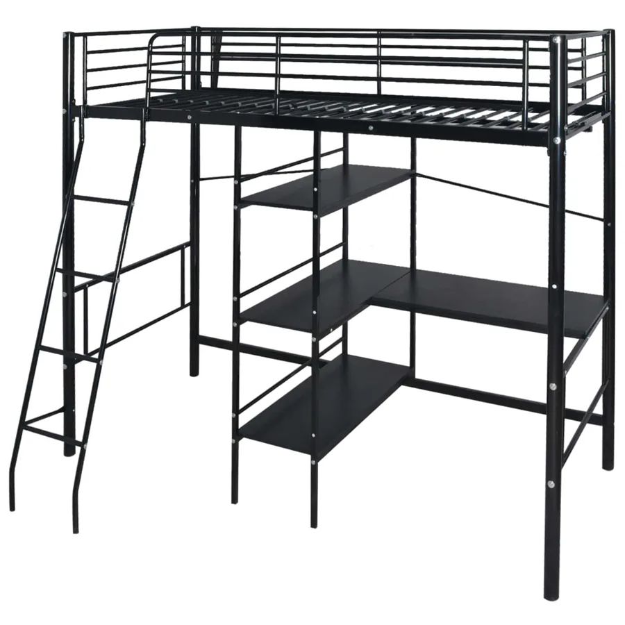 Lit avec matelas Noir 200 x 90 cm Métал