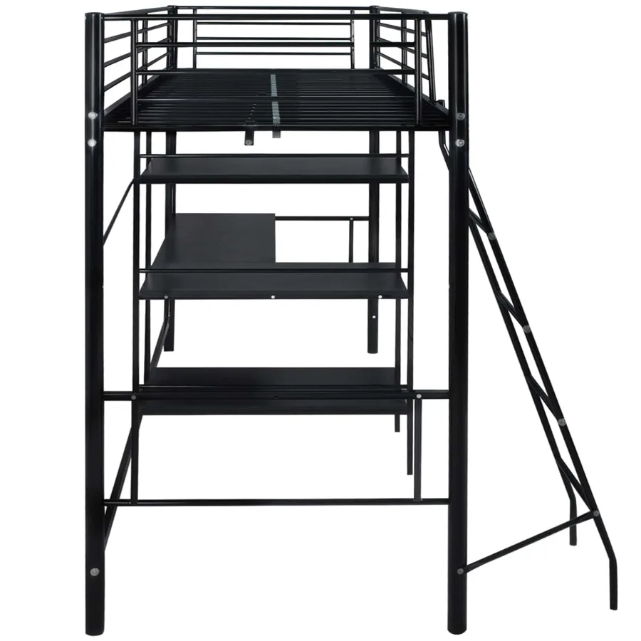 Lit avec matelas Noir 200 x 90 cm Métал - 3