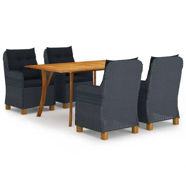 Ensemble à manger de jardin 5 pcs Gris foncé
