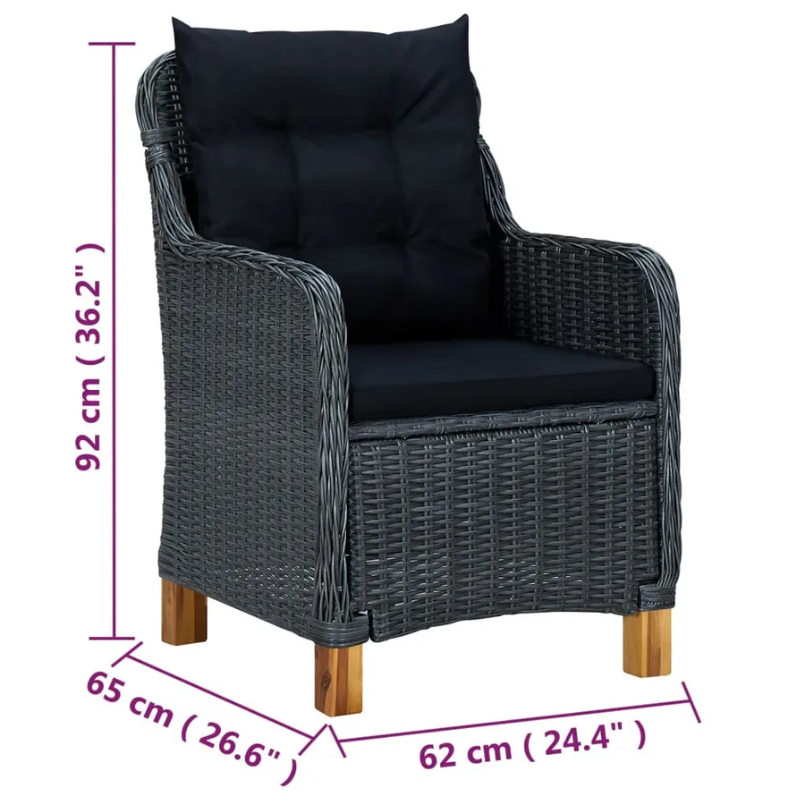 Ensemble à manger de jardin 5 pcs Gris foncé - 10