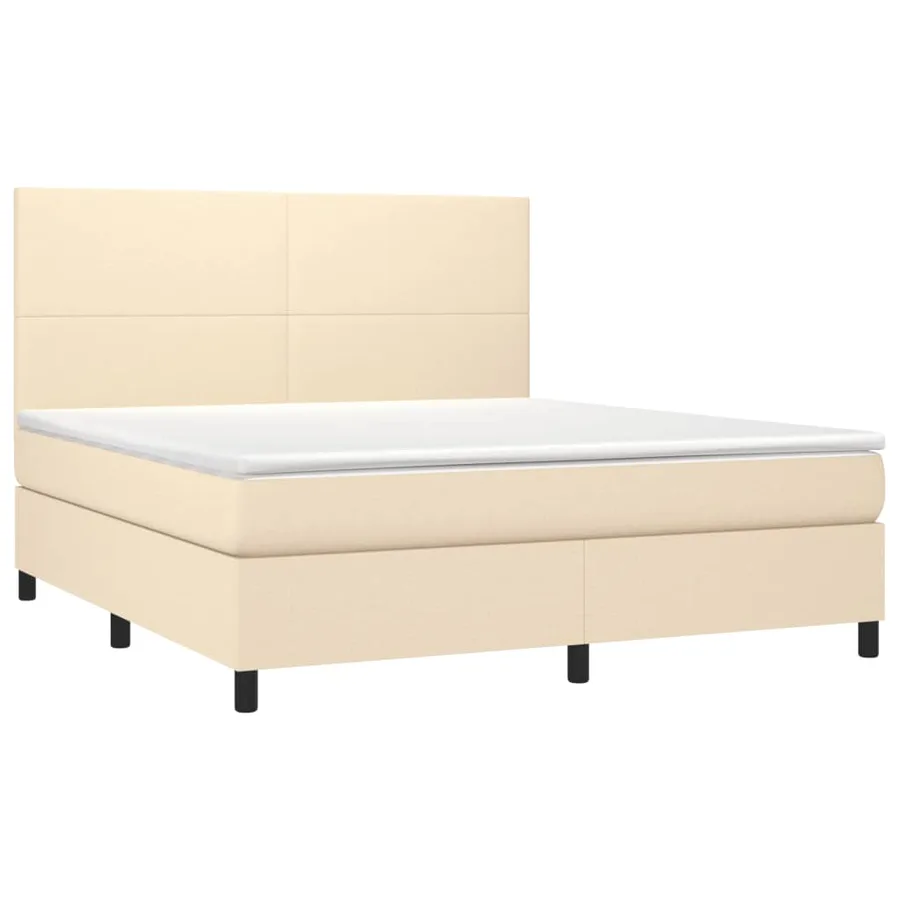 Sommier à lattes de lit et matelas et LED Crème 180x200cm Tissu - 3