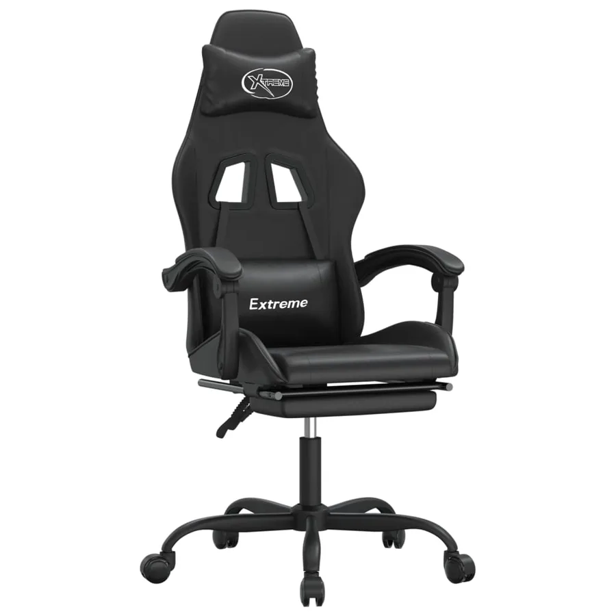 Chaise de jeu avec repose-pied Noir Similicuir - 2