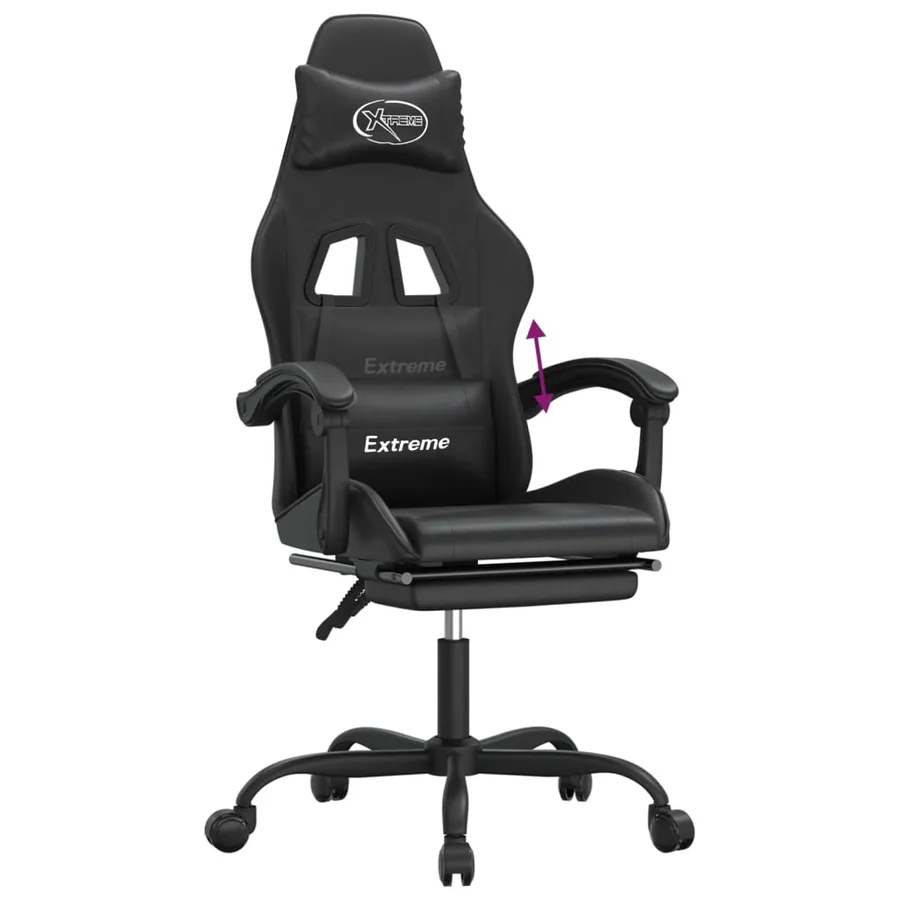 Chaise de jeu avec repose-pied Noir Similicuir - 8