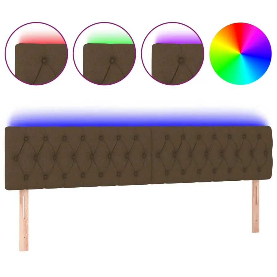 Tête de lit à LED Marron foncé 180x7x78/88 cm Tissu - 2