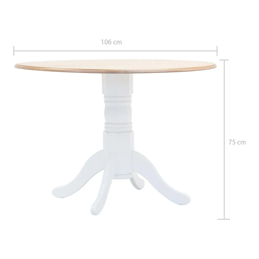 Table à manger Blanc et marron 106 cm Bois d'hévéa massif - 5