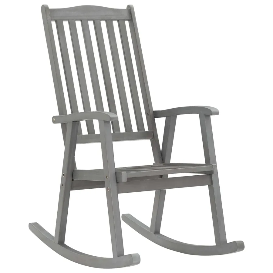 Chaise à bascule avec coussins Gris Bois d'acacia massif - 2
