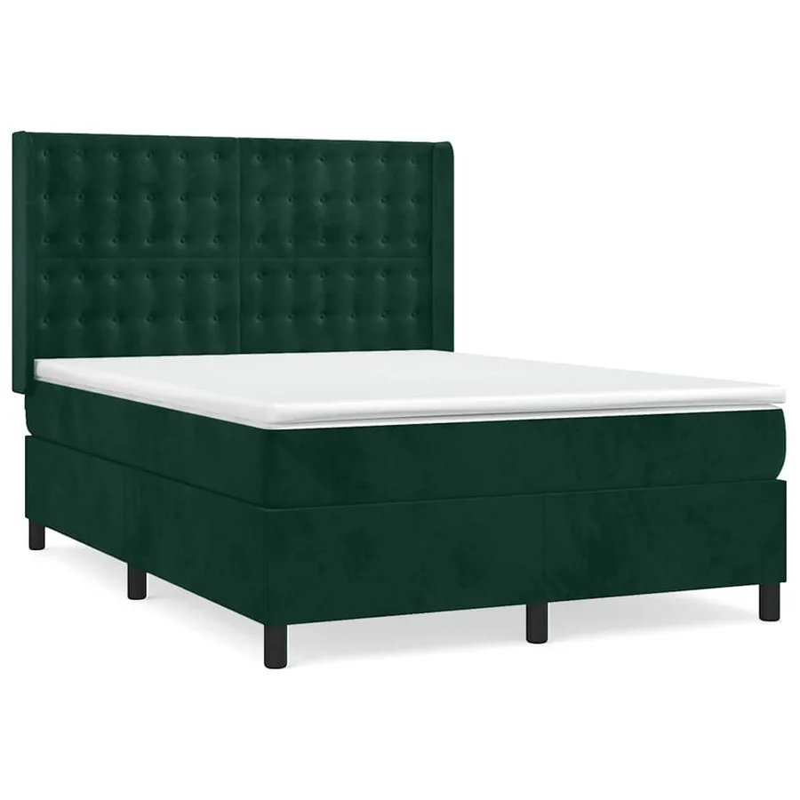 Sommier à lattes de lit et matelas Vert foncé 140x190cm Velours - 2