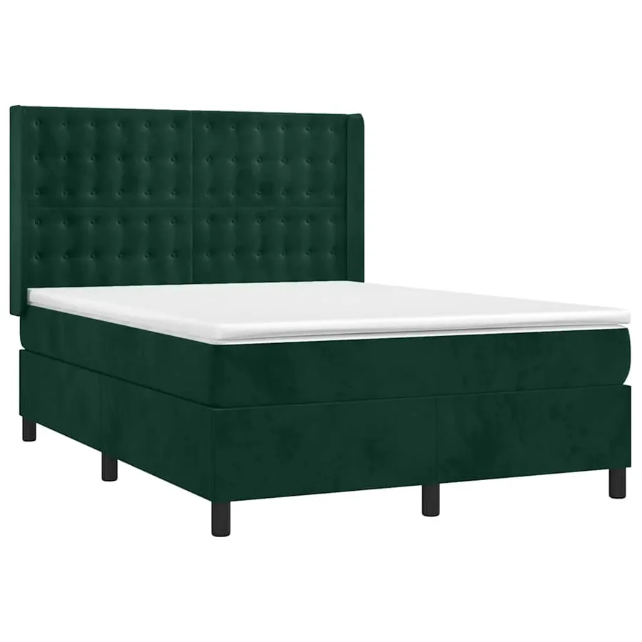 Sommier à lattes de lit et matelas Vert foncé 140x190cm Velours - 3