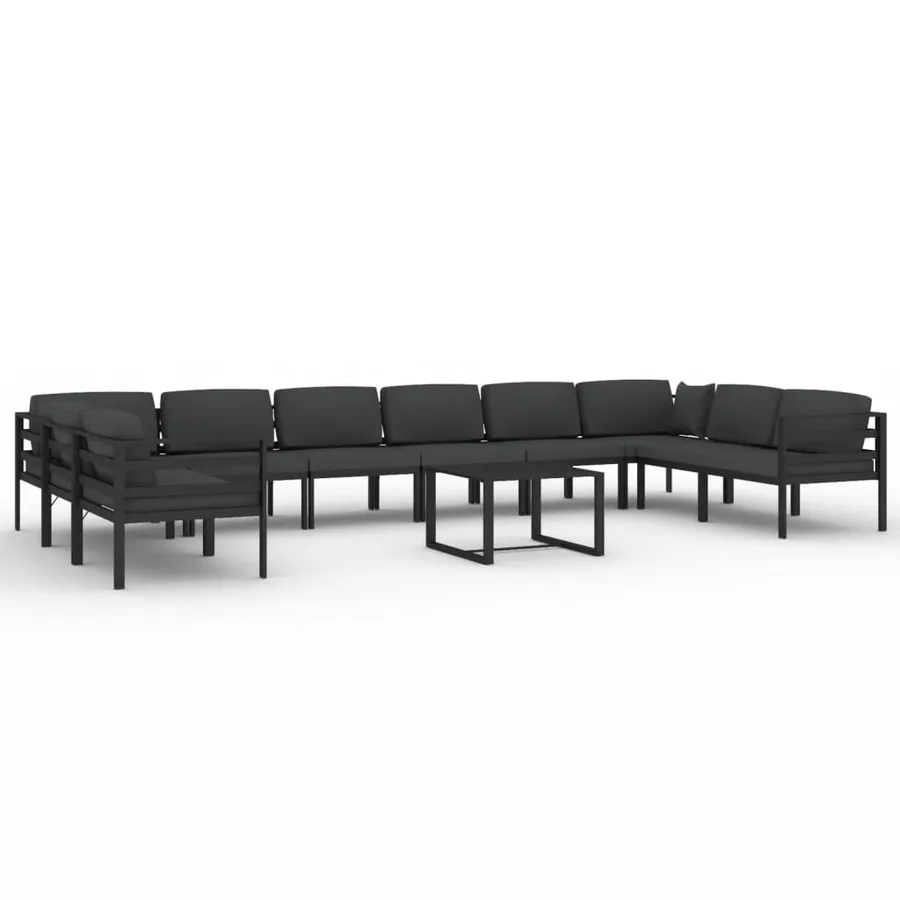 Salon de jardin 11 pcs avec coussins Aluminium Anthracite - 2