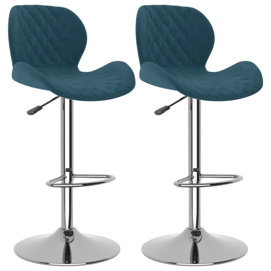 Tabourets de bar lot de 2 bleu velours - 2