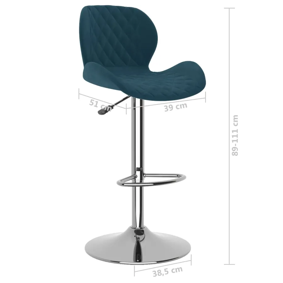 Tabourets de bar lot de 2 bleu velours - 9