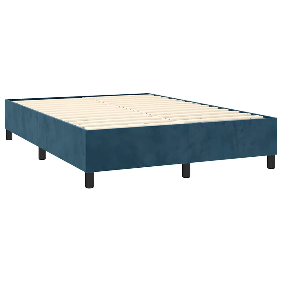 Sommier à lattes de lit et matelas Bleu foncé 140x190cm Velours - 4