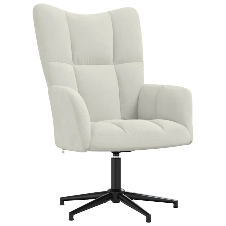 Chaise de relaxation avec tabouret Blanc crème Velours - 6