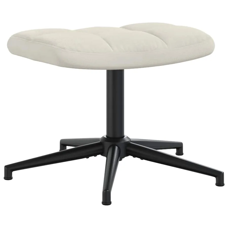 Chaise de relaxation avec tabouret Blanc crème Velours - 7