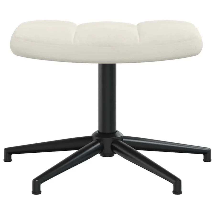 Chaise de relaxation avec tabouret Blanc crème Velours - 8