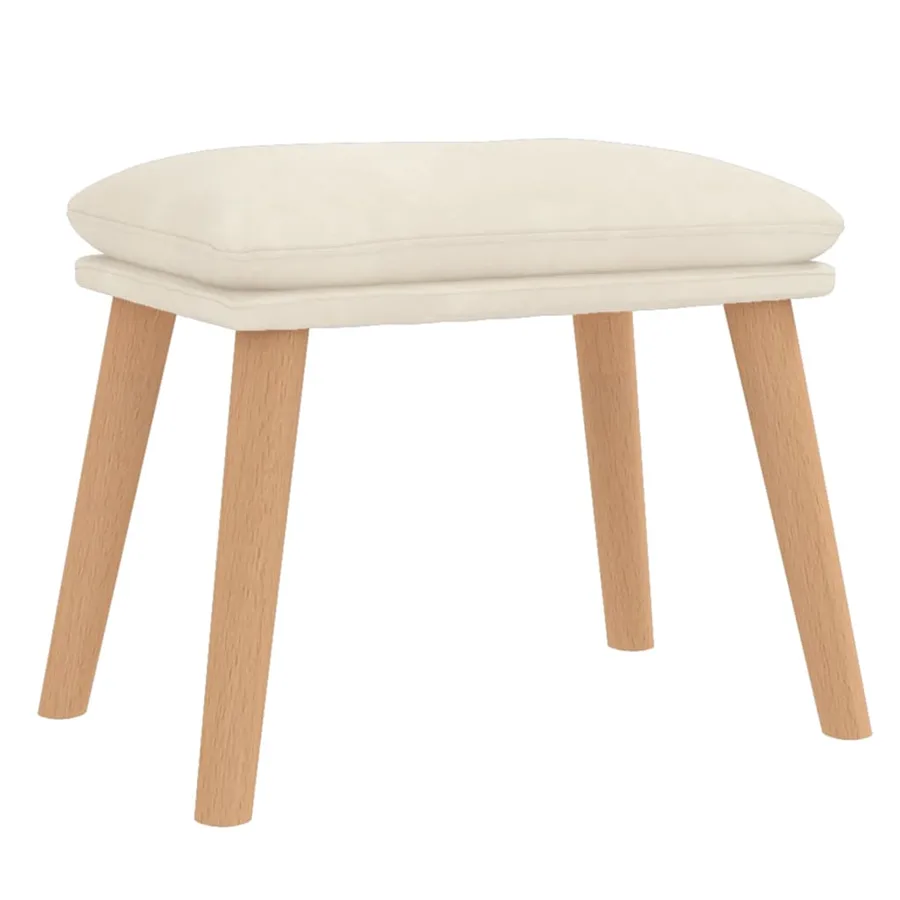 Chaise de relaxation avec tabouret Blanc crème Velours - 5
