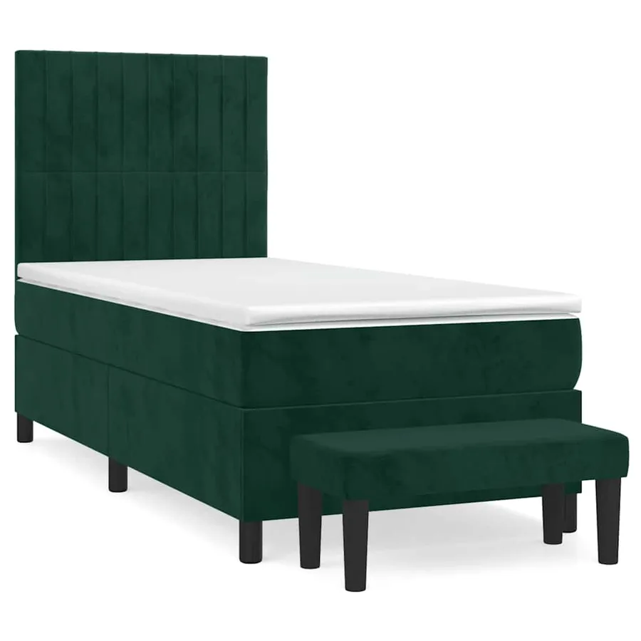 Sommier à lattes de lit avec matelas Vert foncé 90x200 cm - 2