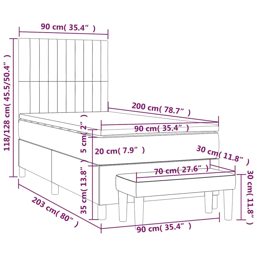 Sommier à lattes de lit avec matelas Vert foncé 90x200 cm - 9