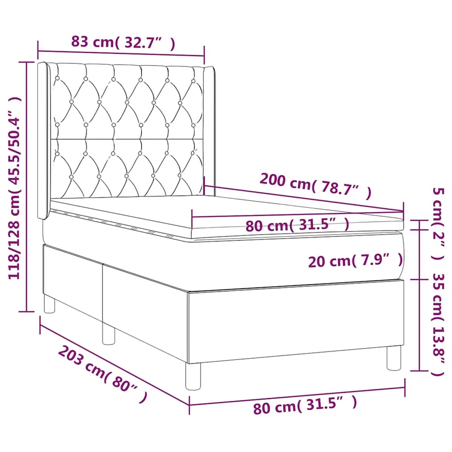 Sommier à lattes de lit et matelas Vert foncé 80x200 cm Velours - 8