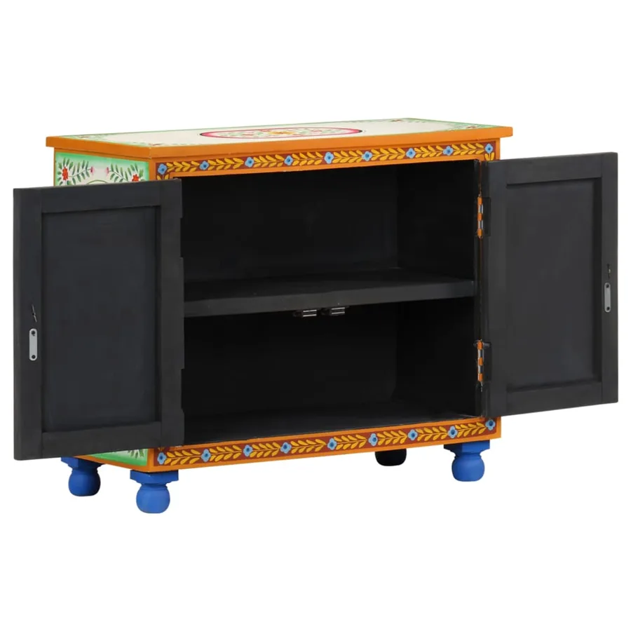 Buffet peint à la main 70x35x60 cm Bois de manguier solide - 2