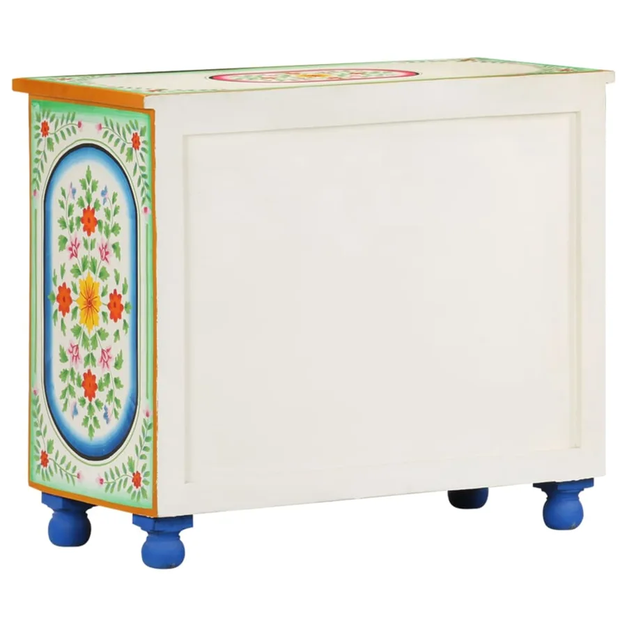 Buffet peint à la main 70x35x60 cm Bois de manguier solide - 5