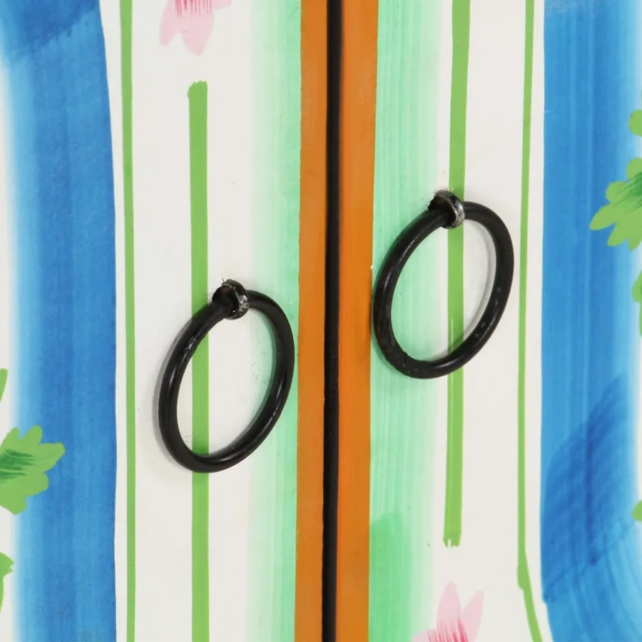 Buffet peint à la main 70x35x60 cm Bois de manguier solide - 7