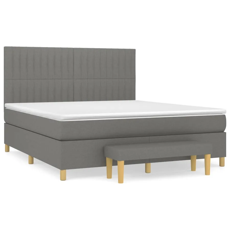 Sommier à lattes de lit avec matelas Gris foncé 160x200cm Tissu - 2