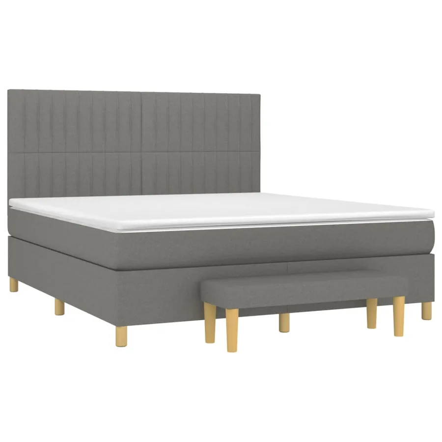 Sommier à lattes de lit avec matelas Gris foncé 160x200cm Tissu - 3