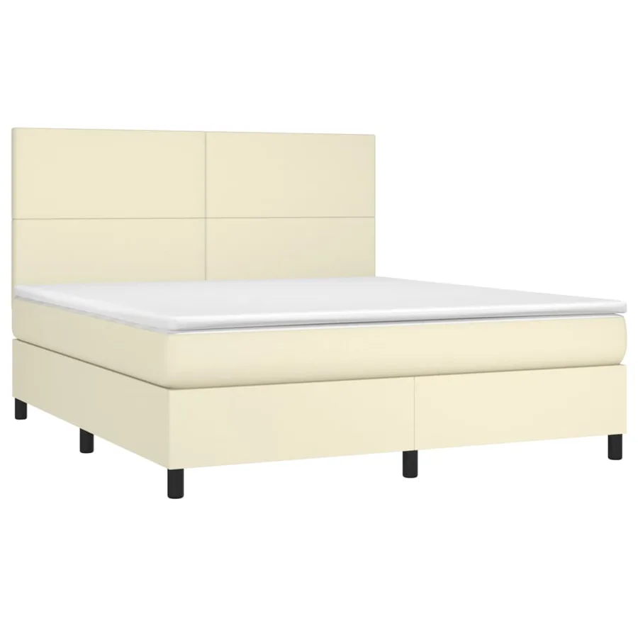 Sommier à lattes de lit avec matelas et LED Crème 160x200 cm - 3