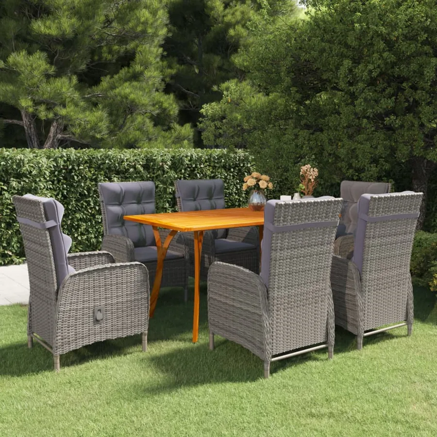 Ensemble à manger de jardin 7 pcs Gris