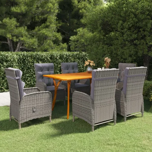 Ensemble à manger de jardin 7 pcs Gris