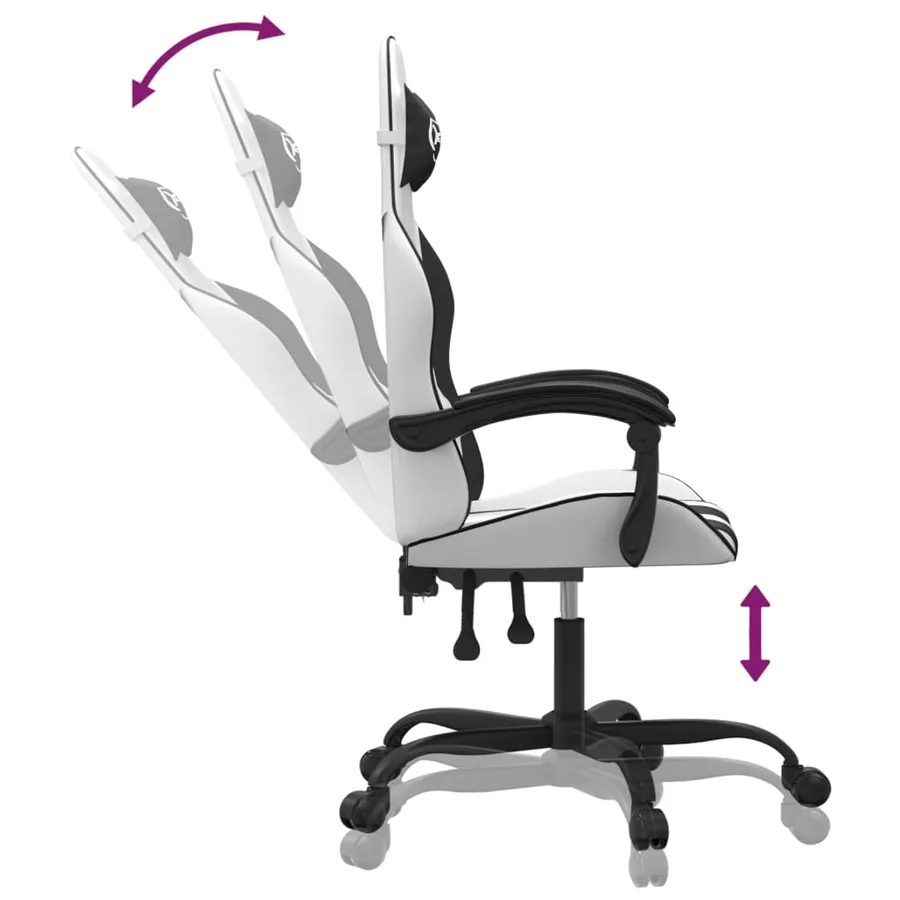 Chaise de jeu pivotante Blanc et noir Similicuir - 10