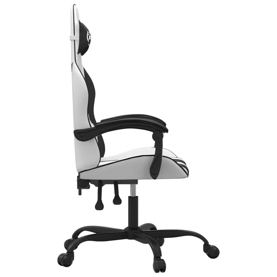 Chaise de jeu pivotante Blanc et noir Similicuir - 4