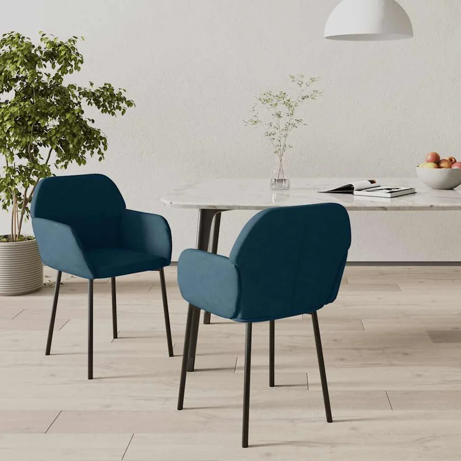 Chaises à manger lot de 2 Bleu Velours