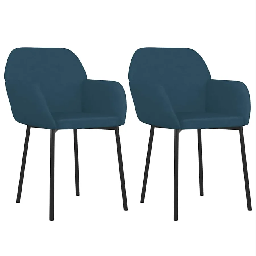 Chaises à manger lot de 2 Bleu Velours - 2