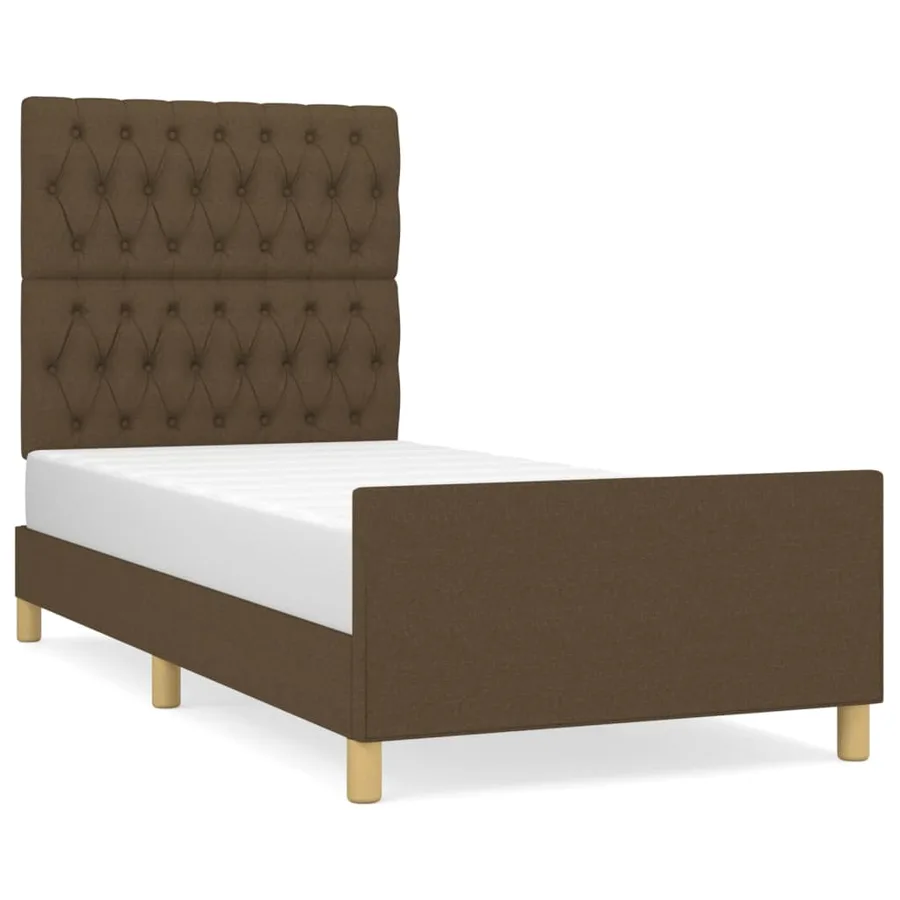 Cadre de lit sans matelas marron foncé 100x200 cm tissu - 2