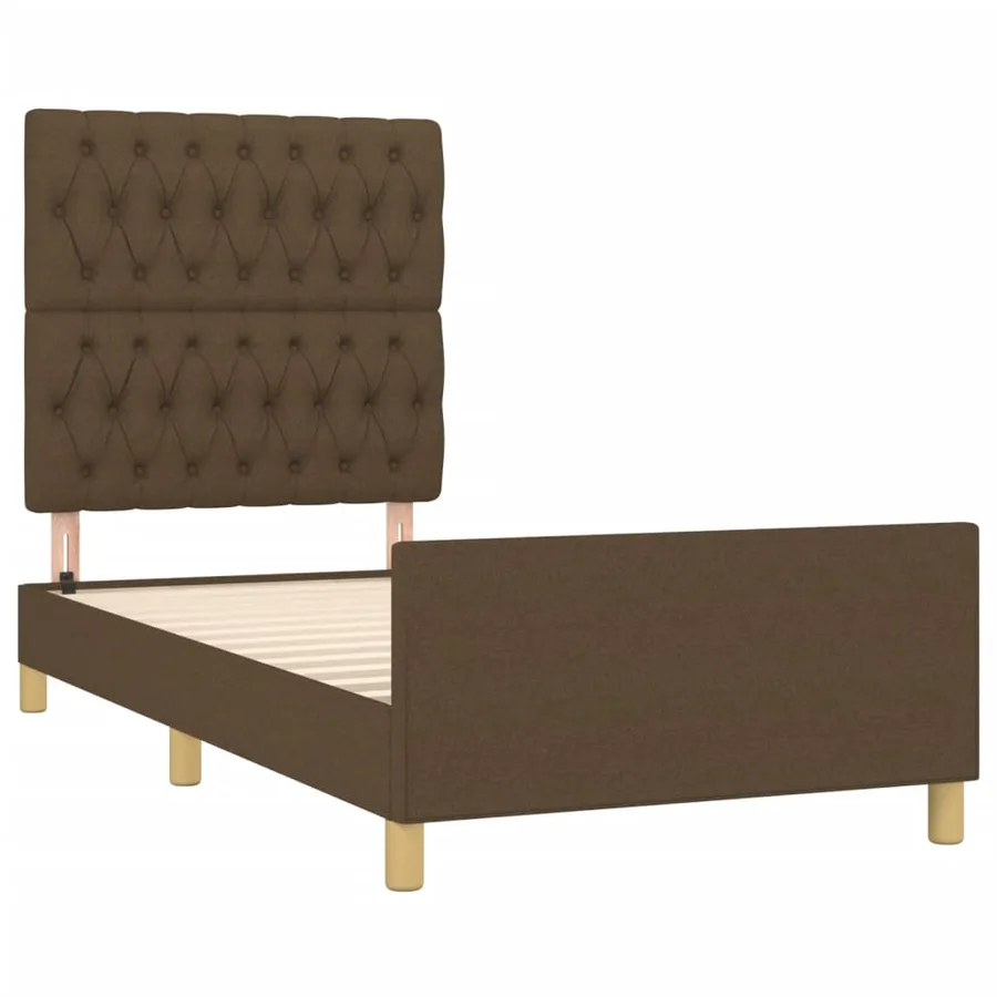 Cadre de lit sans matelas marron foncé 100x200 cm tissu - 4